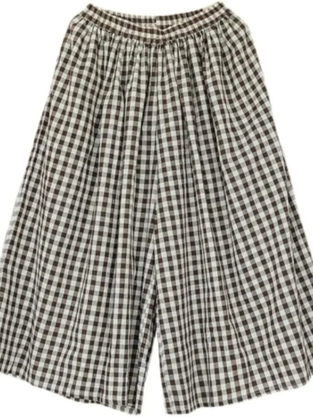 Plaid Gingham Wide Leg Capri Pants - Picture 5 of 10